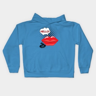 Retro Red Lips Telephone Pop Art Kids Hoodie